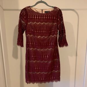 Jessica Howard Burgundy Lace Dress
